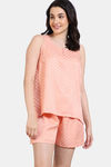 Zivame Checkered Sheen Woven Shorts Set - Pink Sand — thumbnail 2